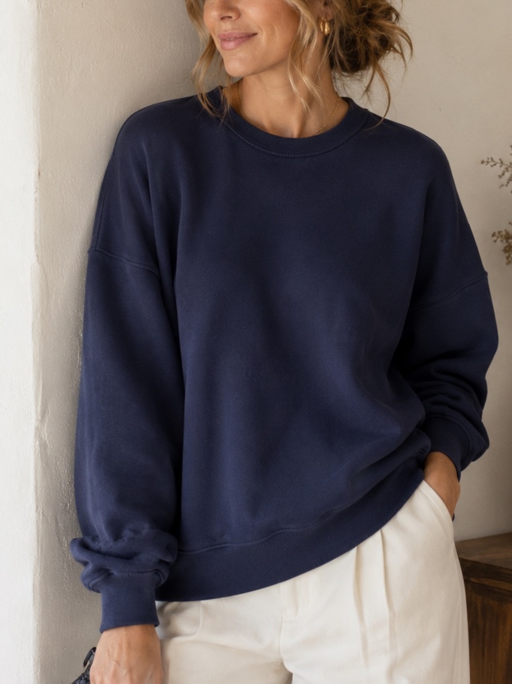 Frankie Shop sz XS navy blue sweatshirt good pre owned condition crew open cuff